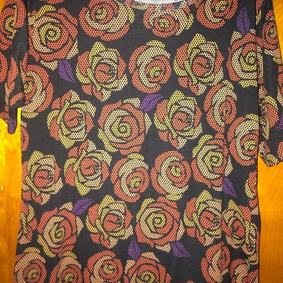 𝅺LuLaRoe Julia Dress Black Orange roses XL fitted - Picture 4 of 4